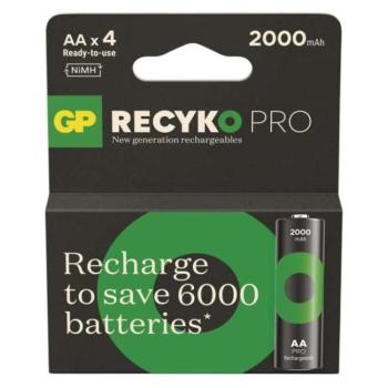 GP ReCyko Pro NiMH Akkumulátor HR6 (AA) 4db, 1,2V, B26204 kép