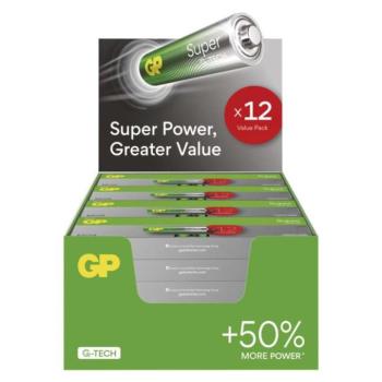 GP Super Alkáli elem AAA 12db/fólia, display box kép