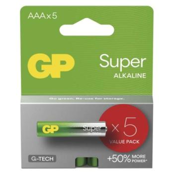 GP Super Alkáli elem AAA 5db, 1,5V, B01115