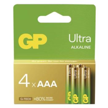 GP Ultra Alkáli elem AAA 4db, 1,5V, B02114 kép