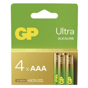 GP Ultra Alkáli elem AAA 4db kép