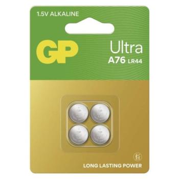 GP Ultra Alkáli gombelem LR44 (a76) 4db/bliszter, 1,5V, B30764 kép