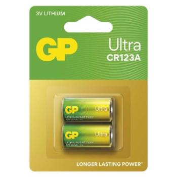 GP Ultra Lítium elem CR123A 2db/bliszter, 3V, B15012U kép