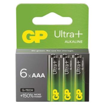 GP Ultra Plus Alkáli elem AAA 6db, 1,5V, B03116