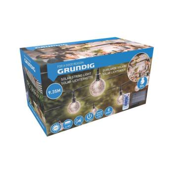 Grundig - LED fényerőszabályozható napelemes fényfüzér 50xLED/8 funkciós 9,35m meleg fehér + távirányító 8711252476810 kép