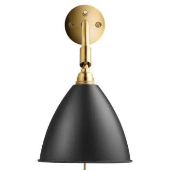 Gubi Bestlite BL7 fali világítás, fekete/sárgaréz, Ø 16 cm, E14 kép