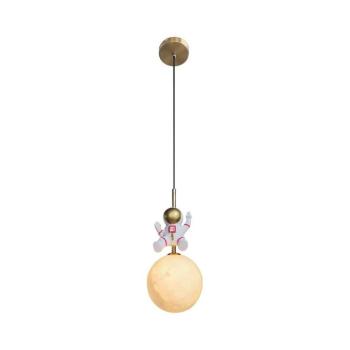 Gyerek csillár zsinóron ASTRONAUT 1xE27/60W/230V átm. 15 cm arany/bézs ML1721 kép