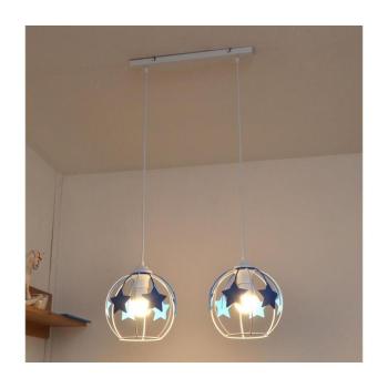 Gyerek csillár zsinóron STARS 2xE27/15W/230V kék/fehér W-L 1385/2 WT+BL kép