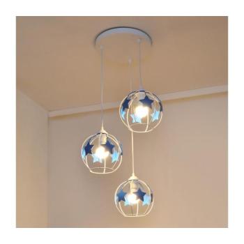 Gyerek csillár zsinóron STARS 3xE27/15W/230V kék/fehér W-KD 1385/3 WT+BL kép