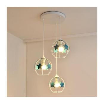 Gyerek csillár zsinóron STARS 3xE27/15W/230V türkiz/fehér W-KD 1385/3 WT+TRQ kép
