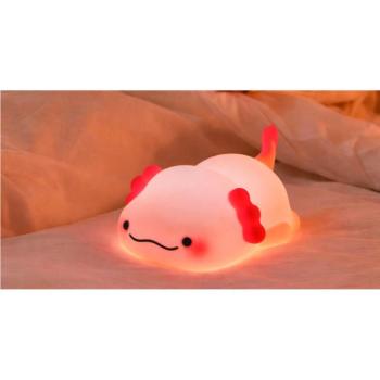 Gyermek éjszakai szilikon lámpa, axolotl, 2W, 6000K, hideg fehér, 30lm, 1200mAh 5V/1A, dimmelhető kép