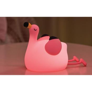 Gyermek éjszakai szilikon lámpa, flamingó, 2W, 6000K, hideg fehér, 30lm, 1200mAh 5V/1A, dimmelhető kép
