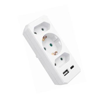 Hálózati elosztó adapter COMBI 16A 250V USB-A 2.4A USB-C 3A fehér gyerekzárral 8002940 VITO kép