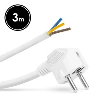 Hálózati szerelhető tápkábel dugóval – 3 m kábellel – 3 x 1,5 mm – fehér