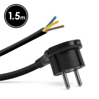 Hálózati szerelhető tápkábel dugóval – műanyag füllel – 1,5 m kábellel – 3 x 1,5 mm2 – fekete kép