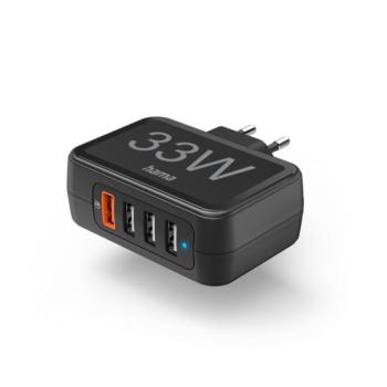 HAMA 201629, HÁLÓZATI TÖLTŐ, 1xQC3.0, 3xUSB, PD/QC, 4 PORT, 33W kép