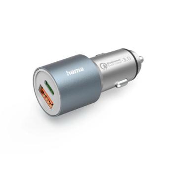 HAMA 201639, FIC E3 AUTÓS TÖLTŐ USB DUPLA, 3A, QUALCOMM QC 3.0 (38W) kép