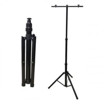 Három lábú állvány LED reflektorhoz , 2 fejes tripod , 157 cm , fekete kép