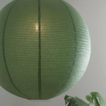 Haru lógó világítás, zöld, Ø 50 cm, papír, E27, fehér kábel kép