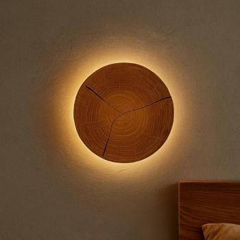 Havana S LED fali világítás, fa/fém, Ø 19 cm