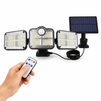 HAYAMI KL25-175A napelemes LED lámpa 138 SMD LED-del – mozgásérzékelős kültéri világítás távirányítóval (BBD) kép