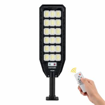 HAYAMI KL25-287 napelemes LED utcai lámpa 600W – IP65 kültéri szolár udvari világítás távirányítóval (BBD) kép