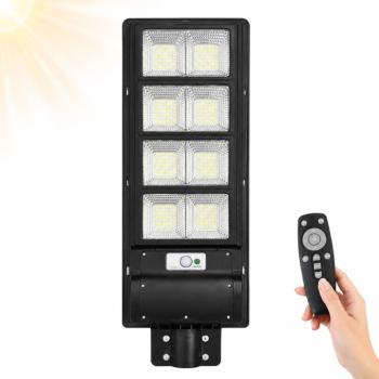 HAYAMI KL25-298 napelemes LED utcai lámpa 210 LED-del – kültéri mozgásérzékelős udvari világítás távirányítóval (BBD) kép