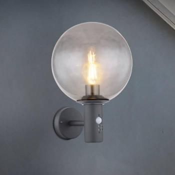 Hedwig kültéri fali lámpa, antracit/füstös, érzékelővel, IP44, E27
