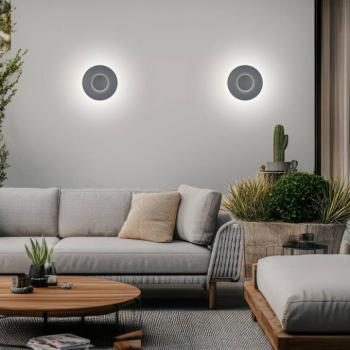 Helestra BUD 44 LED kültéri falilámpa, be-/kikapcsoló, szürke, IP65 kép
