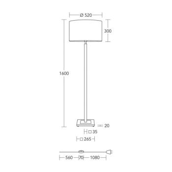 HerzBlut állólámpa Titos, fa, fehér, 160 cm magas, E27, E27 kép