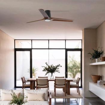 Heywood L LED mennyezeti ventilátor, fekete/fa, DC, csendes