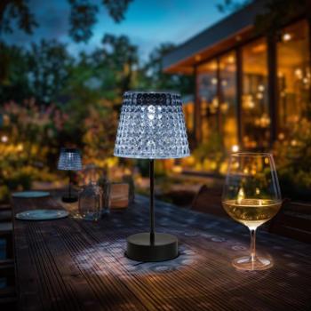 Hibás! Szolár asztali lámpa – átlátszó – hidegfehér LED – műanyag – 26 x 12 cm kép