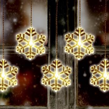Home KAF 8/F LED-es hókristály fényfüggöny, 0,9 m / 8 db melegfehér LED akril hókristályban, átlátszó vezeték, hálózati adapter, kül- és beltéri kivit kép