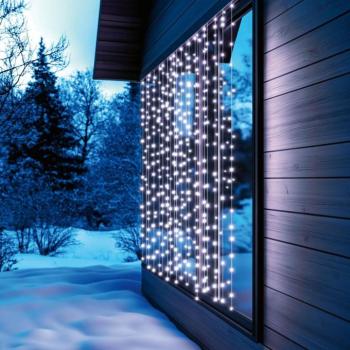 HOME KAF400DWH DOT LED-es fényfüggöny, 400 db hidegfehér DOT LED, 2×2m, 8 program, ismétlődő időzítés, hálózati tápellátás, kül- és beltéri kivitel kép