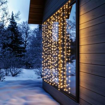 HOME KAF400DWW DOT LED-es fényfüggöny, 400 db melegfehér DOT LED, 2×2m, 8 program, ismétlődő időzítés, hálózati tápellátás, kül- és beltéri kivitel kép