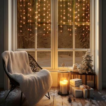 HOME KAF50DLEDWW DOT LED-es fényfüggöny, 50db melegfehér DOT LED, 81cm, állófényű, adapteres tápellátás, beltéri kivitel kép