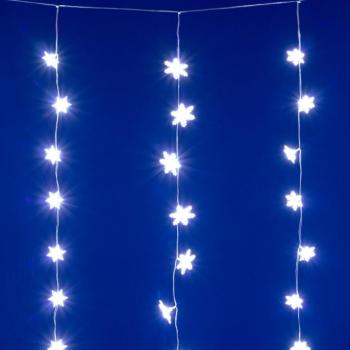 HOME KAF50WH LED-es hópehely fényfüggöny, 1,35 m, 50 db hidegfehér LED, hálózati tápellátás, beltéri kivitel kép
