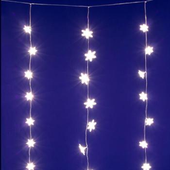 HOME KAF50WW LED-es hópehely fényfüggöny, 1,35 m, 50 db melegfehér LED, hálózati tápellátás, beltéri kivitel kép