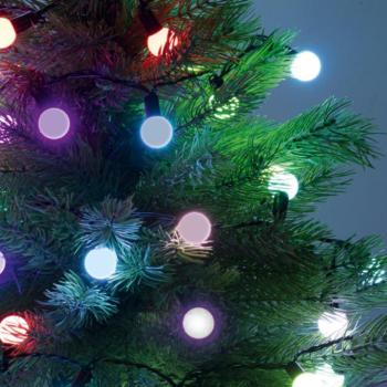 Home KBC 50 LED-es gömb fényfüzér, 4,9 m / 50 db színváltó LED, opál gömb dekoráció, fekete vezeték, hálózati adapter, kül- beltéri kivitel kép