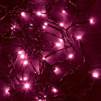 Home KII 50/P LED-es fényfüzér, 4 m / 50 db pink LED, állófényű, zöld vezeték, hálózati adapter, beltéri kivitel kép