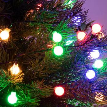 Home KII 50B/M LED-es gömb fényfüzér, 4 m / 50 db színes LED, állófényű, zöld vezeték, hálózati adapter, beltéri kivitel kép
