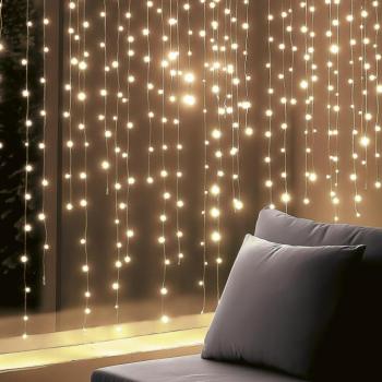 HOME KIN294DWW DOT LED-es fényfüggöny, 294db melegfehér DOT LED, 2m hosszú, állófényű, adapteres tápellátás, kül- és beltéri kivitel kép