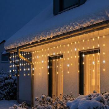 HOME KKF600D10M LED-es sziporkázó fényfüggöny, 600 db melegfehér DOT LED, átlátszó vezeték, 10 méter, hálózati adapter, kül- és beltéri kivitel kép
