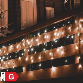 Home KSF 200/WW LED-es fényfüggöny, 4 m / 200 db melegfehér LED, állófényű, fekete vezeték, sorolható, kül- és beltéri kivitel kép