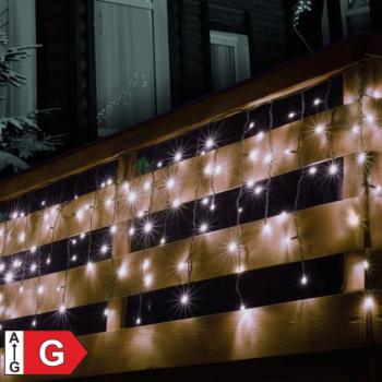 Home KSF 50F/WH LED-es fényfüggöny, 3 m / 38 db hidegfehér és 12 db hidegfehér villogó LED, fekete vezeték, sorolható, kül- és beltéri kivitel kép