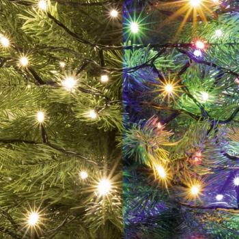 Home LED 205/WW/M LED-es DUAL COLOR fényfüzér, 14 m / 200 db melegfehér és színes LED, zöld vezeték, 5 fényprogram, hálózati adapter, kül- és beltéri kép