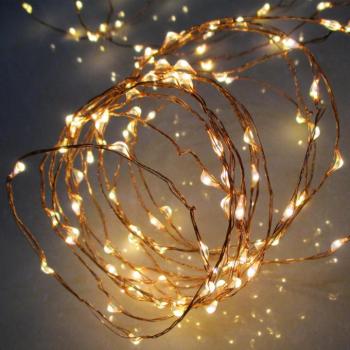 Home ML 160/WW micro LED-es fényfüzér, 15,9 m / 160 db melegfehér micro LED, állófényű, vékony vezeték, hálózati adapter, kül- és beltéri kivitel kép