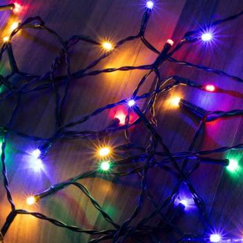 Home MLC 58/M mini LED-es fényfüzér, 4,9 m / 50 db színes LED, 8 fényprogram, zöld vezeték, elemes, kül- és beltéri kivitel kép