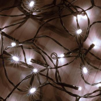 Home MLC 58/WH mini LED-es fényfüzér, 4,9 m / 50 db hidegfehér LED, 8 fényprogram, zöld vezeték, elemes, kül- és beltéri kivitel kép