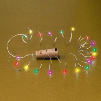 Home MLD 20/M micro LED-es fényfüzér, 2 m / 20 db színes micro LED, állófényű, átlátszó vezeték, gombelemes, beltéri kivitel kép